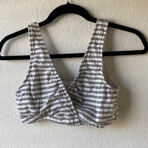 Motherhood Maternity Wrap and Nursing Sleep Cotton Bra - Gray Cloud Stripe